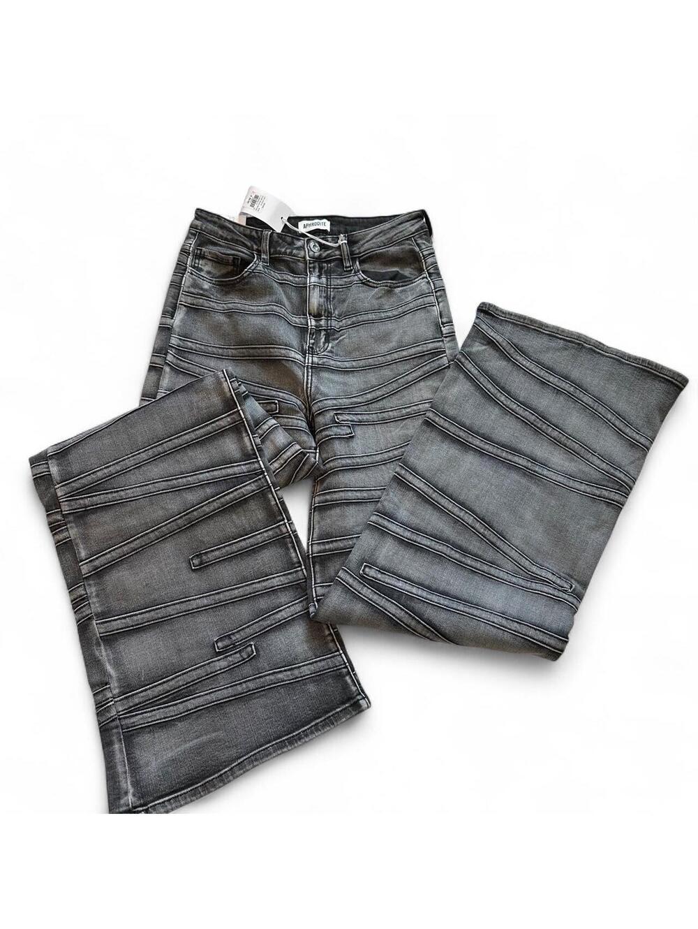 Aphrodite Spark Flare Jeans in Black Gray Size 13